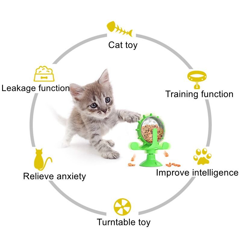 Interactive Cat Windmill Treat Toy