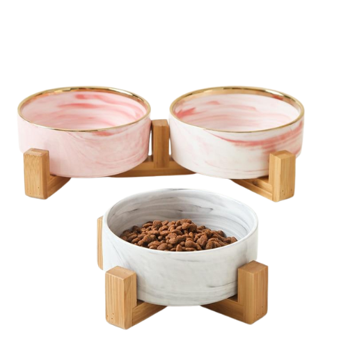 Marble-Style Ceramic Pet Bowl
