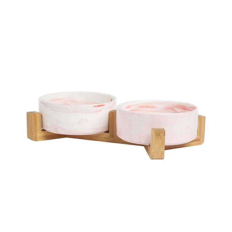 Marble-Style Ceramic Pet Bowl