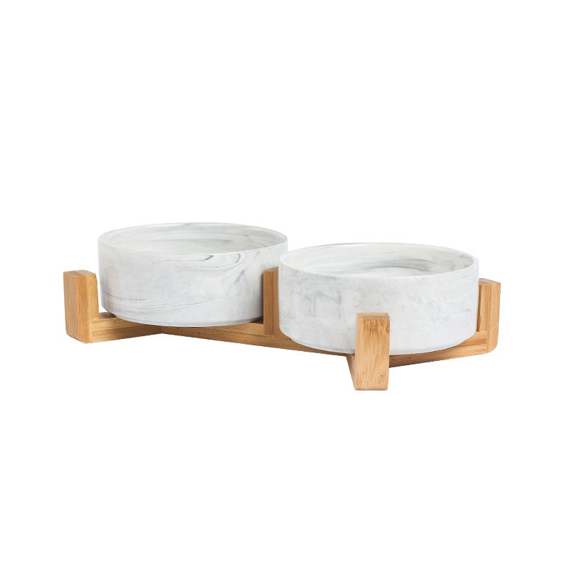 Marble-Style Ceramic Pet Bowl