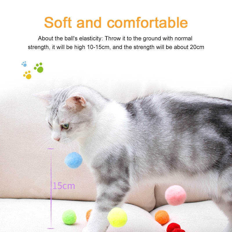 Colorful Plush Cat Play Ball