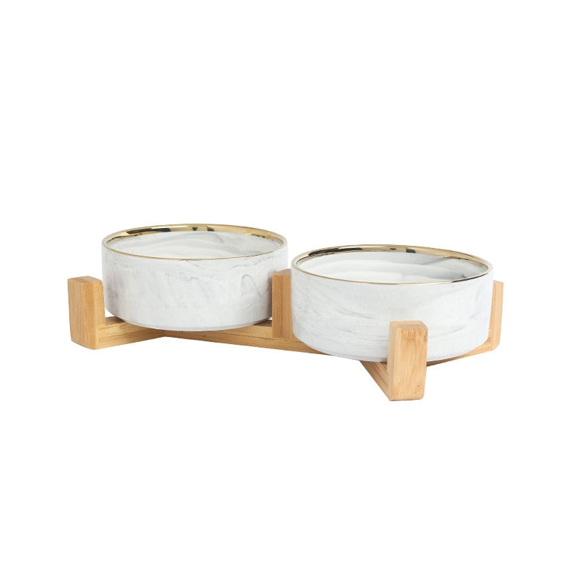 Marble-Style Ceramic Pet Bowl