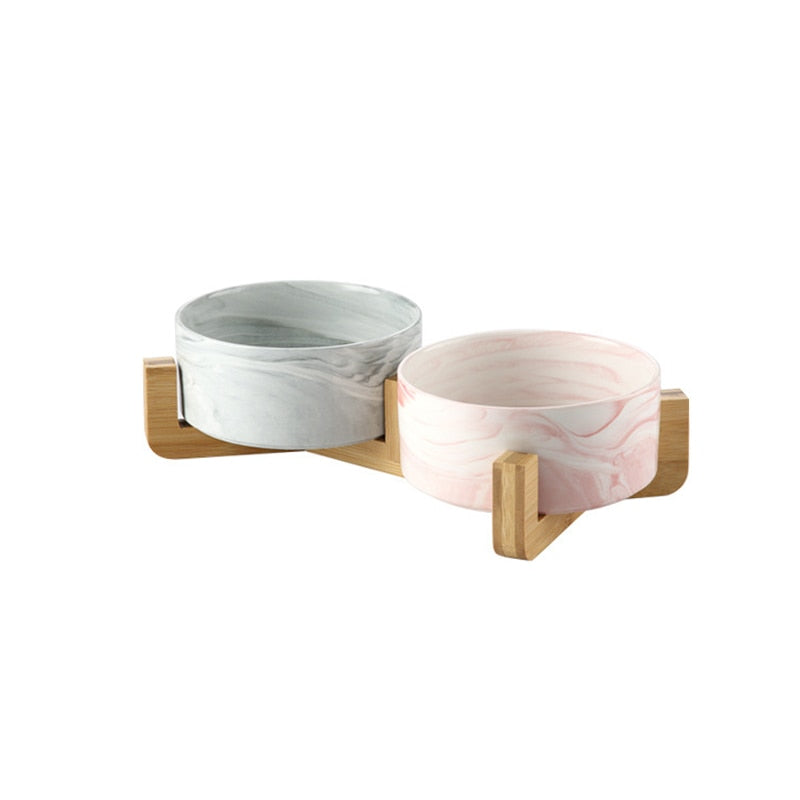 Marble-Style Ceramic Pet Bowl