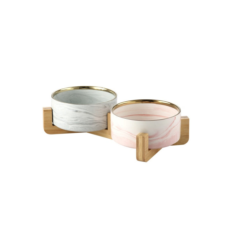 Marble-Style Ceramic Pet Bowl