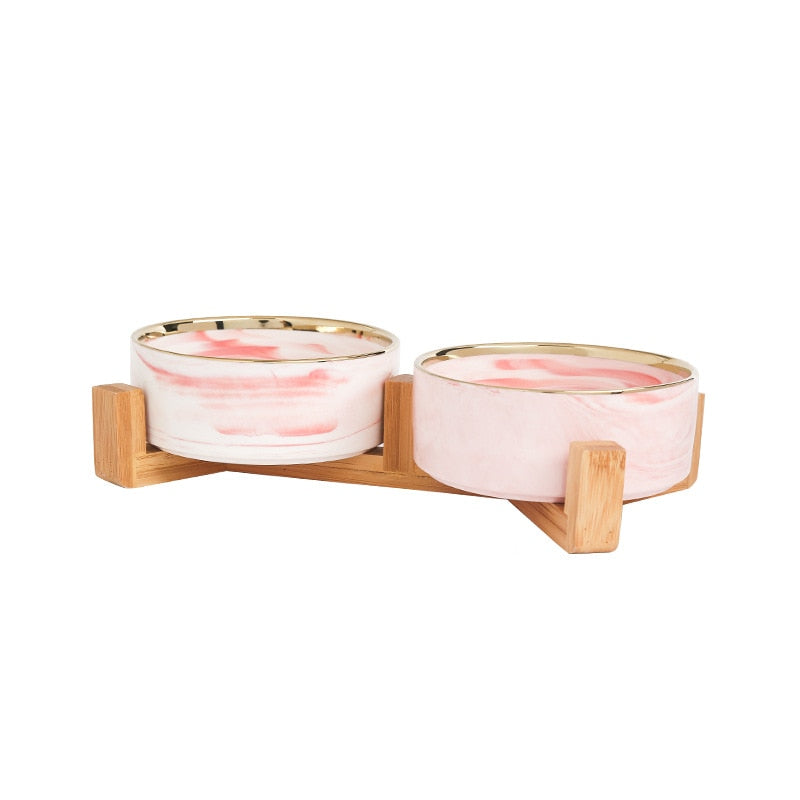 Marble-Style Ceramic Pet Bowl