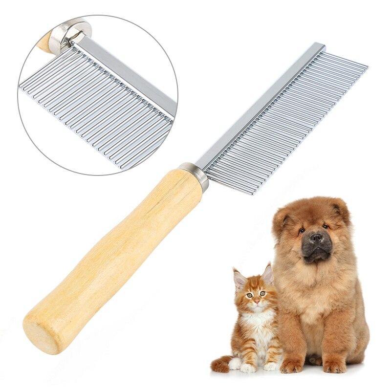Wooden-Handle Pet Grooming Comb