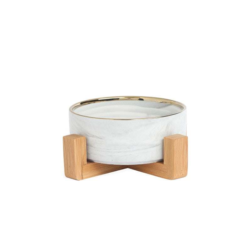 Marble-Style Ceramic Pet Bowl