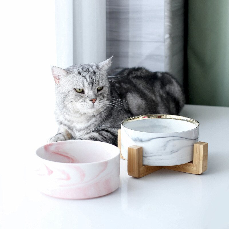Marble-Style Ceramic Pet Bowl