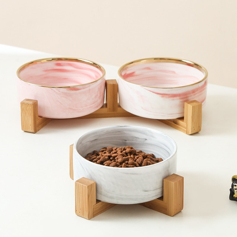 Marble-Style Ceramic Pet Bowl