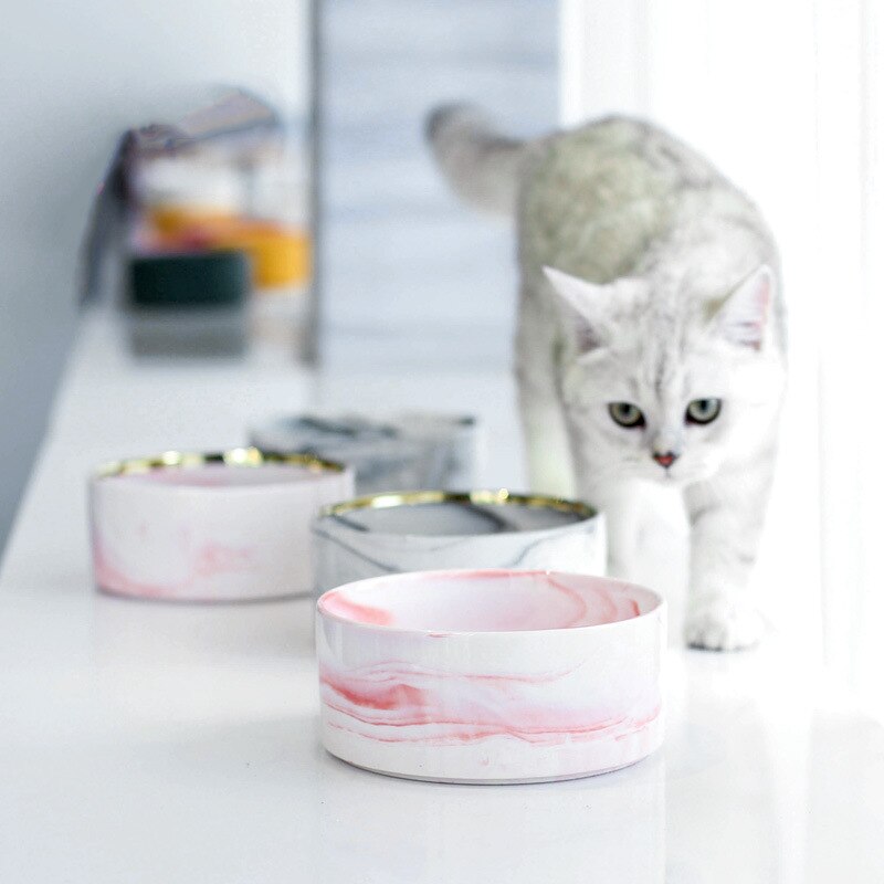 Marble-Style Ceramic Pet Bowl