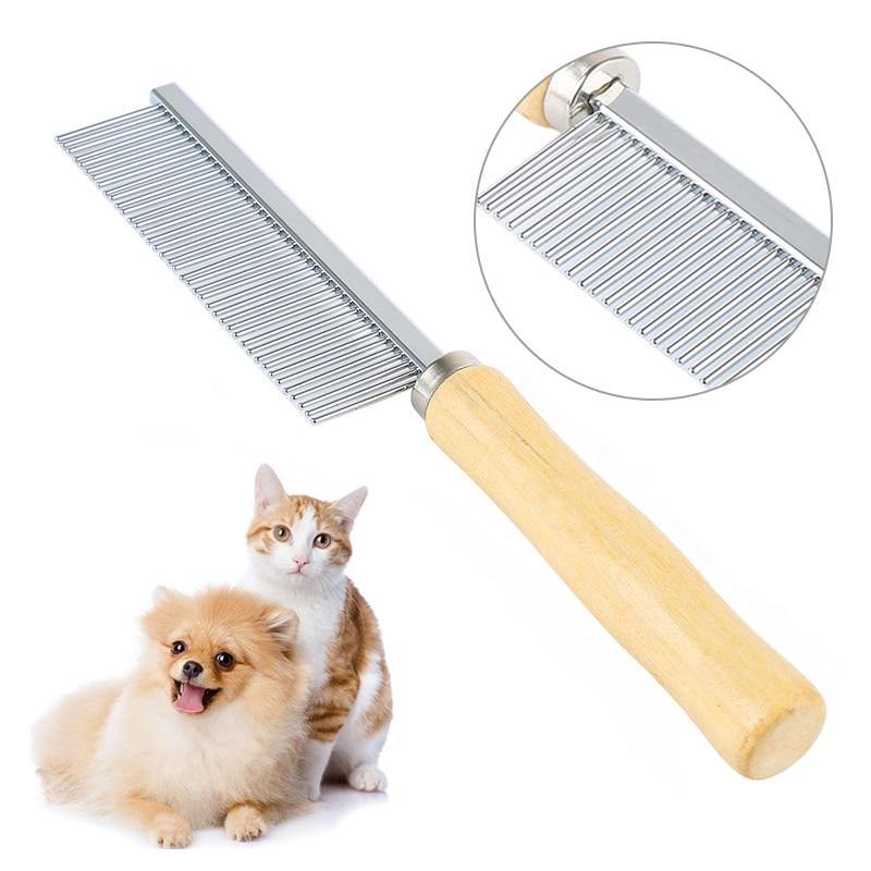 Wooden-Handle Pet Grooming Comb