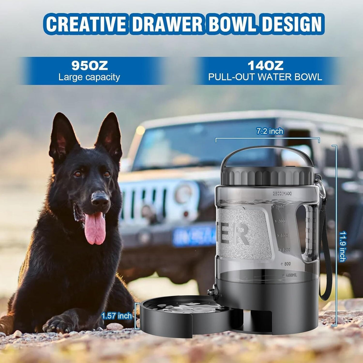 Large Pet Travel Water Bottle Bowl