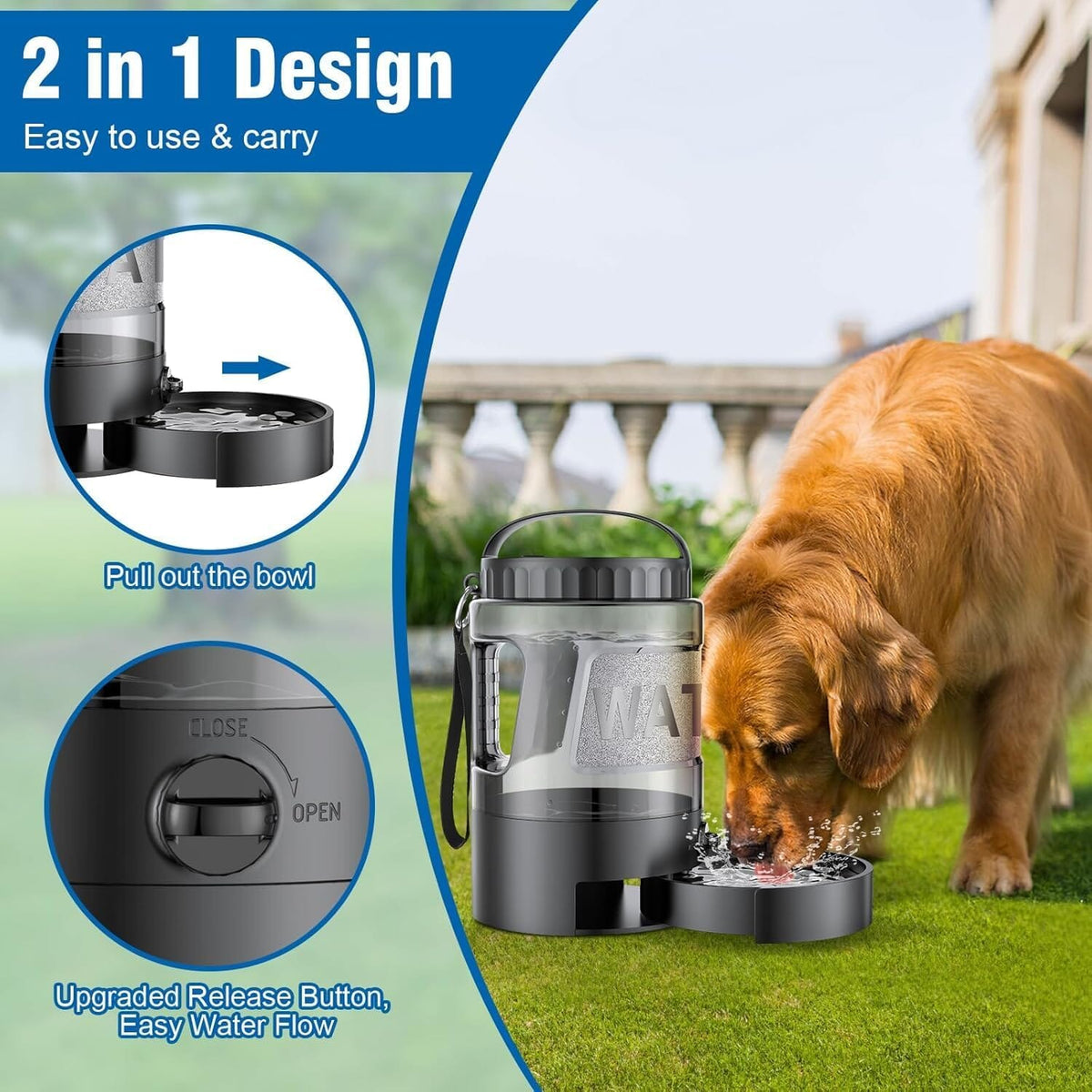 Large Pet Travel Water Bottle Bowl
