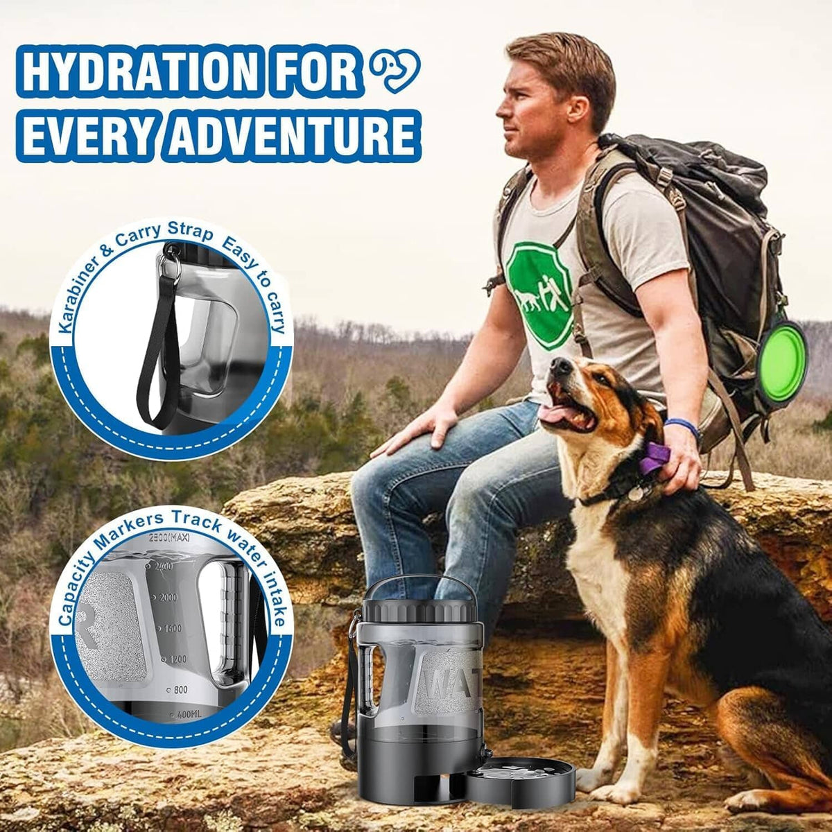 Large Pet Travel Water Bottle Bowl